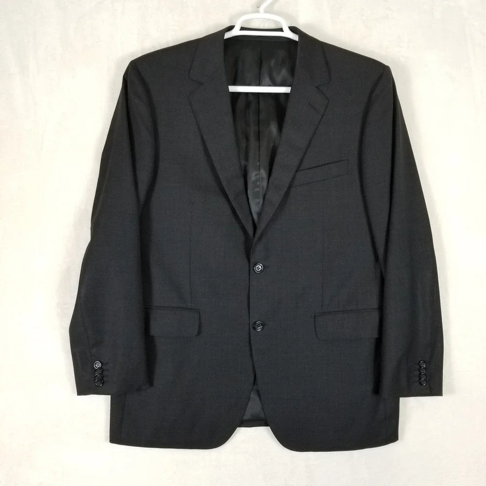 Byron British Style Suit Mens 44R Charcoal Gray 100% Wool Balmoral 2-Piece Set